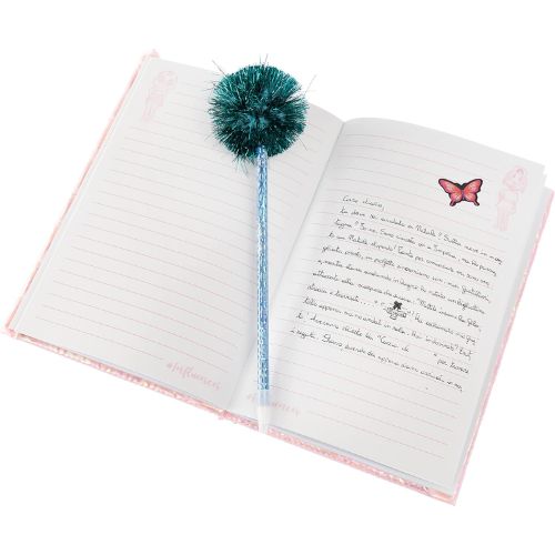 Influencer Fashion Book Rosa con Penna Pom Pom Verde