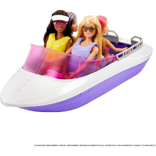 Barbie Playset Sirene con Bambole Malibu e Brooklyn e Barca 46 cm - Mattel