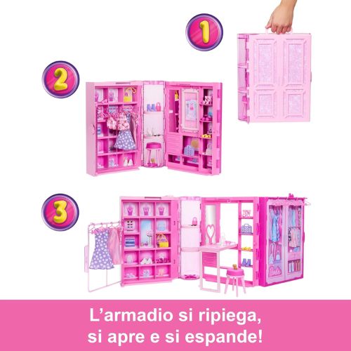 Barbie - Armadio dei Sogni: il Playset Perfetto con Bambola e 25 Accessori Moda