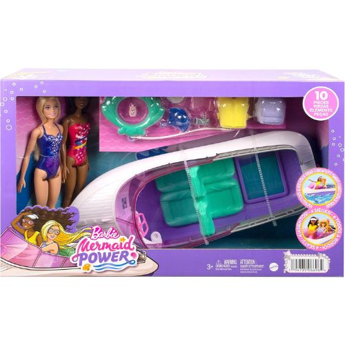 Barbie Playset Sirene con Bambole Malibu e Brooklyn e Barca 46 cm - Mattel