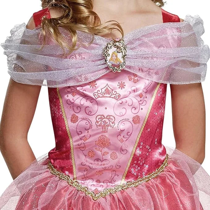 Costume ufficiale Aurora per bambine - Disney Princess | Taglie S (5-6) e M (7-8)