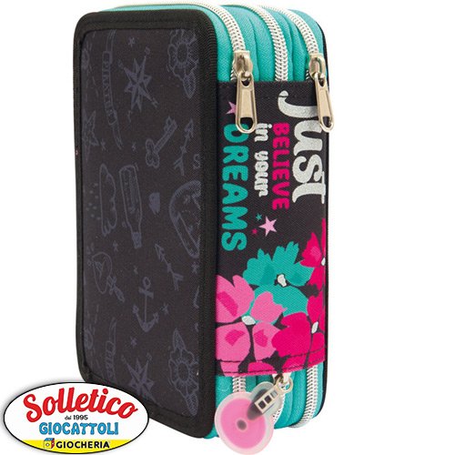 Astuccio 3 Zip Flamingo - GoPop: il tuo alleato per una scuola scintillante!