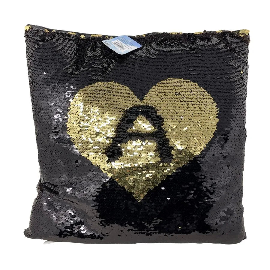 Cuscino pailletes nero oro cuore - Mood | 38cm x 10cm x 38cm
