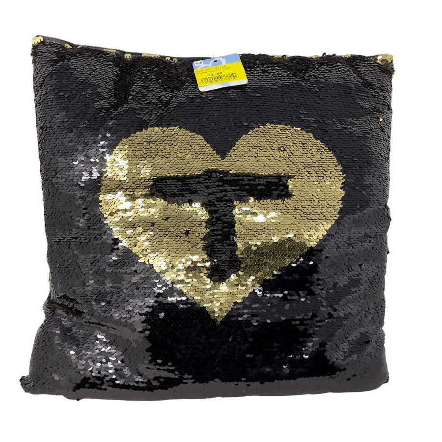 Cuscino pailletes nero oro cuore - Mood | 38cm x 10cm x 38cm
