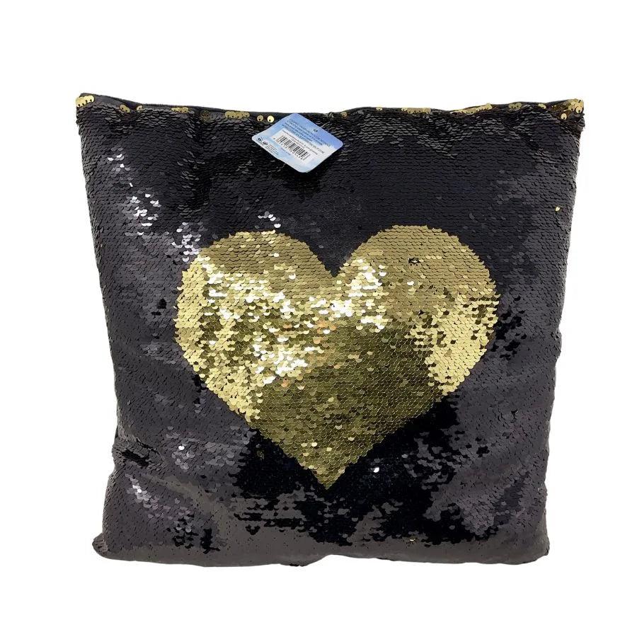 Cuscino pailletes nero oro cuore - Mood | 38cm x 10cm x 38cm