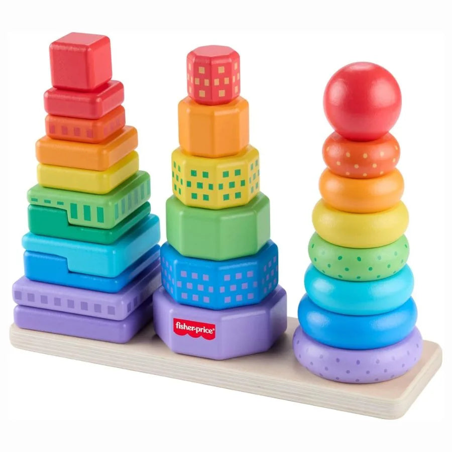Forme in legno impilabili – Giocattolo educativo – Fisher Price | 27cm x 9cm x 20cm