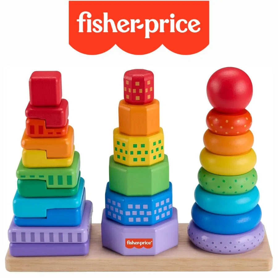 Forme in legno impilabili – Giocattolo educativo – Fisher Price | 27cm x 9cm x 20cm