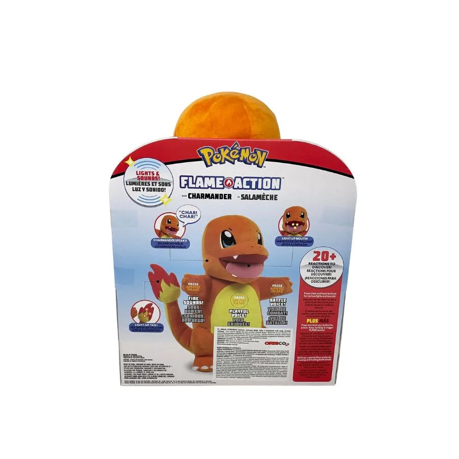Peluche Charmander Interattivo - Pokémon Flame Action - Jazwares | 30cm x 15cm x 20cm