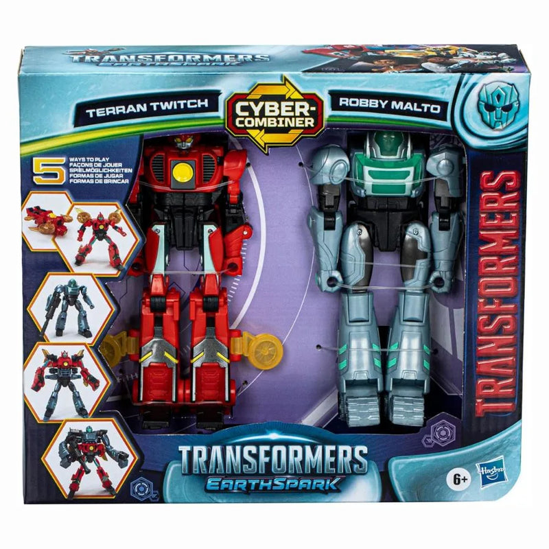 Terran Twitch e Robby Malto – Transformers EarthSpark Combine & Convert - Hasbro | 23cm x 6,5cm x 20cm