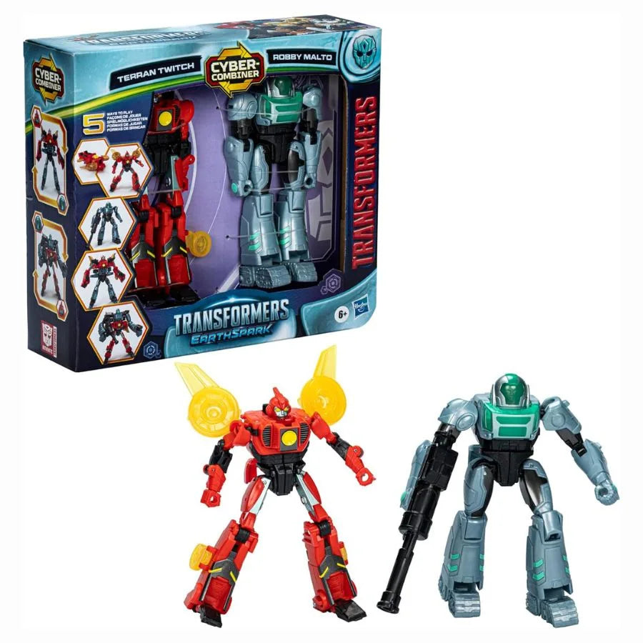 Terran Twitch e Robby Malto – Transformers EarthSpark Combine & Convert - Hasbro | 23cm x 6,5cm x 20cm