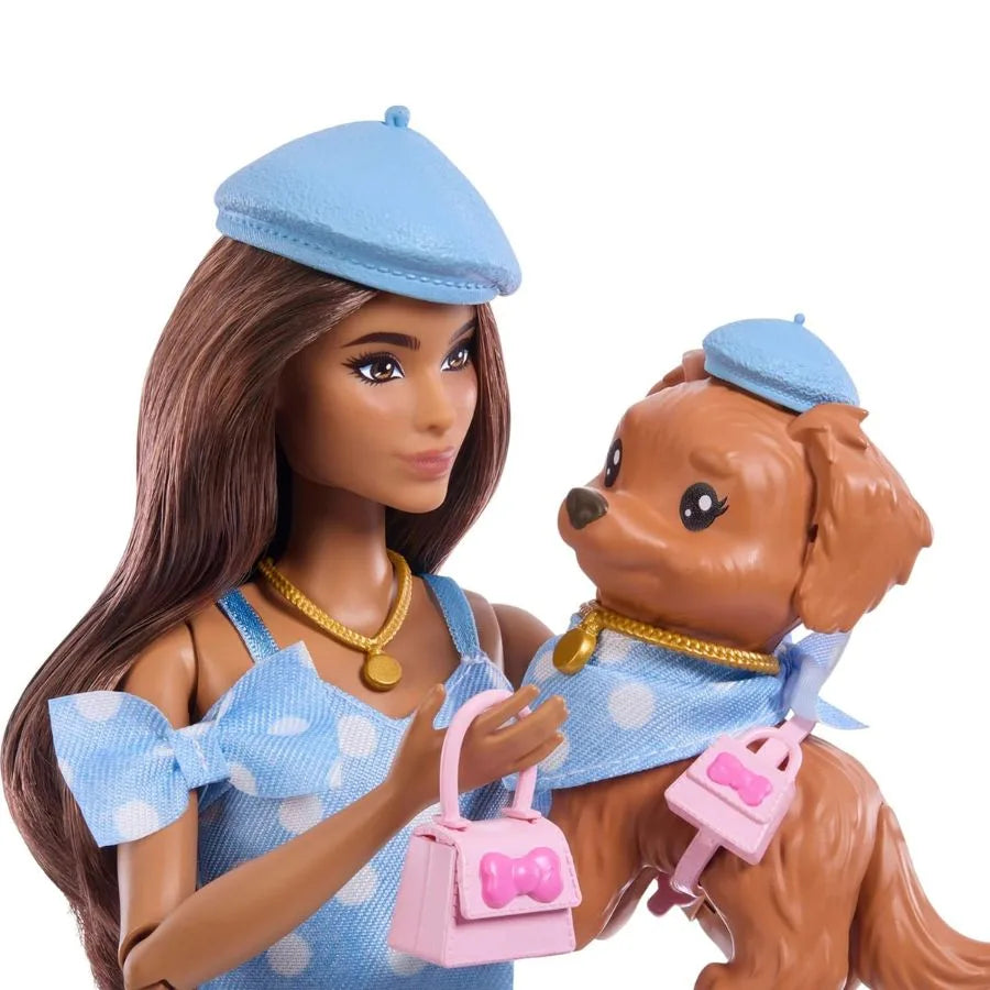 Barbie Twinning Looks - Bambola con cucciolo - Mattel | 19cm x 15cm x 13cm