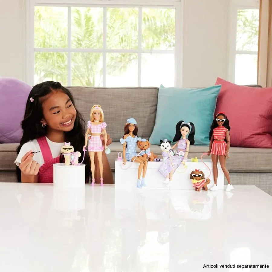 Barbie Twinning Looks - Bambola con cucciolo - Mattel | 19cm x 15cm x 13cm
