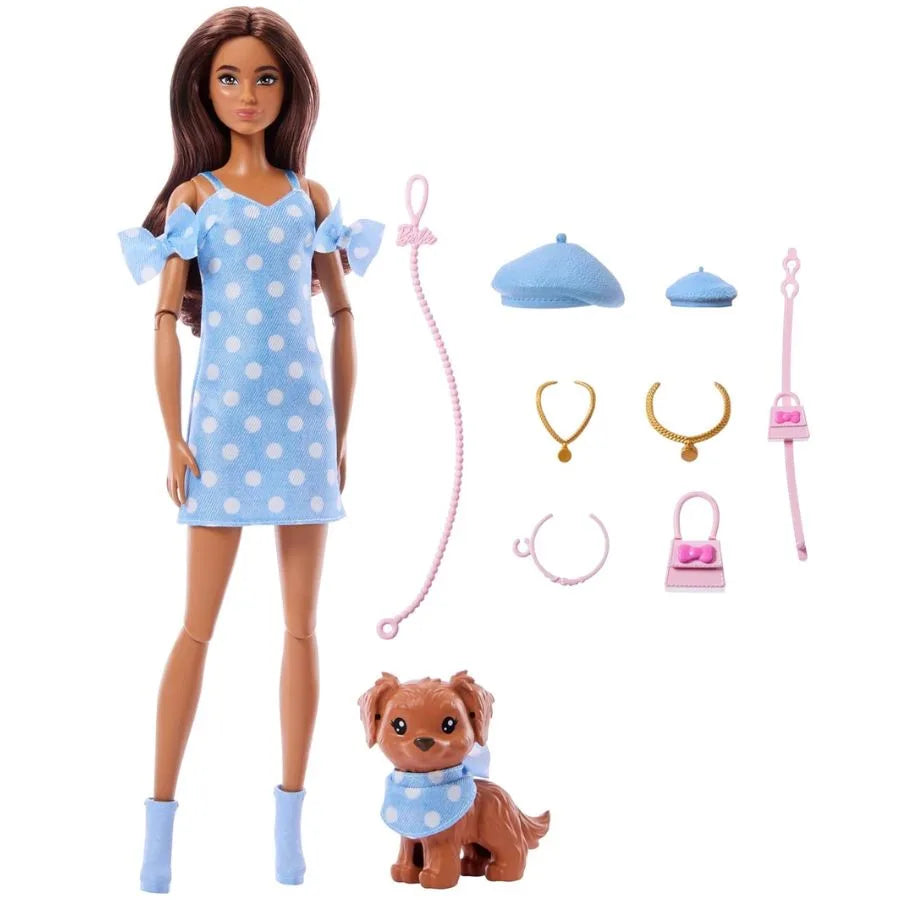 Barbie Twinning Looks - Bambola con cucciolo - Mattel | 19cm x 15cm x 13cm