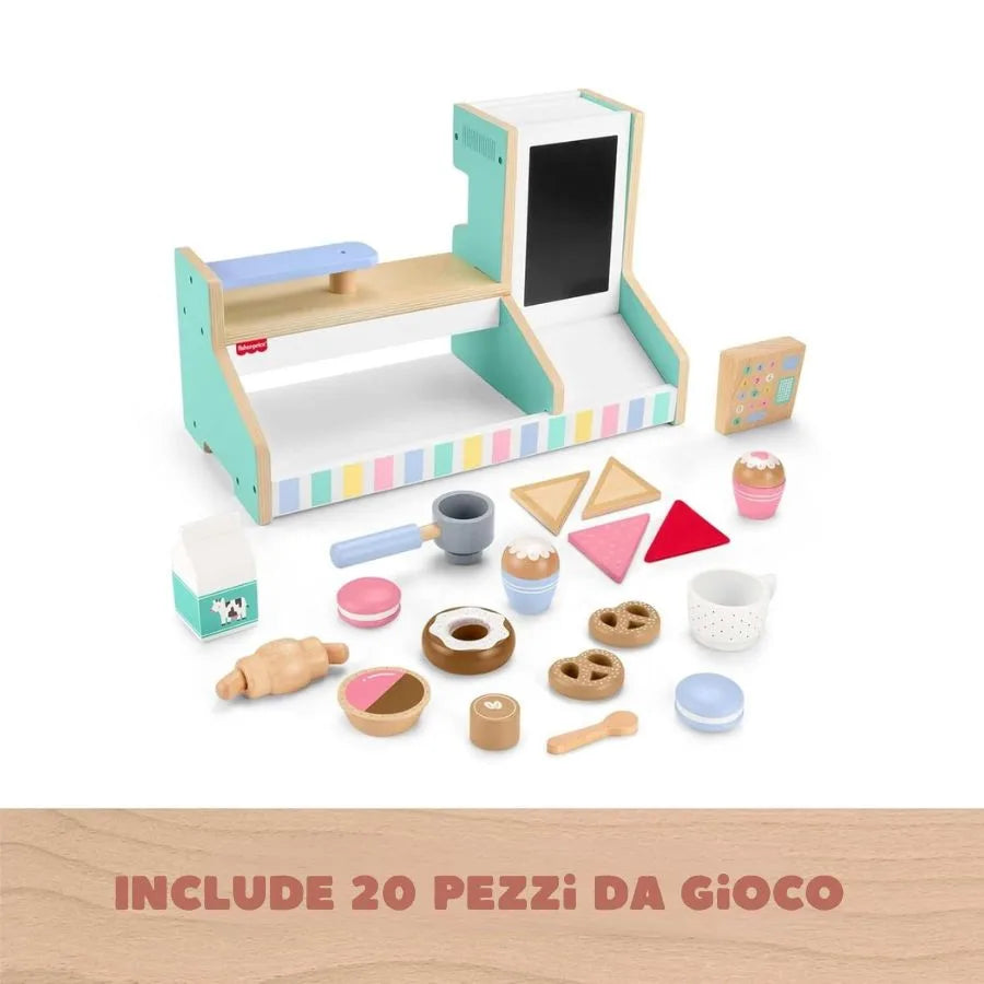 Set caffetteria in Legno – Gioco di ruolo educativo - Fisher Price | 45cm x 9cm x 27cm