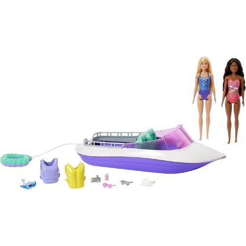 Barbie Playset Sirene con Bambole Malibu e Brooklyn e Barca 46 cm - Mattel