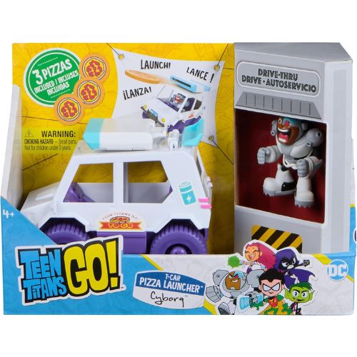 Teen Titans Go! T-Car Pizza Launcher Cyborg – Giocattolo Interattivo per Bambini