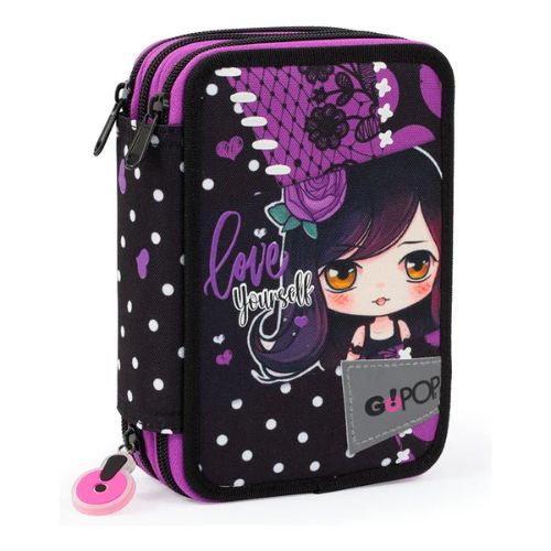 Astuccio Triplo Dark Love Go Pop con Set Completo Scuola