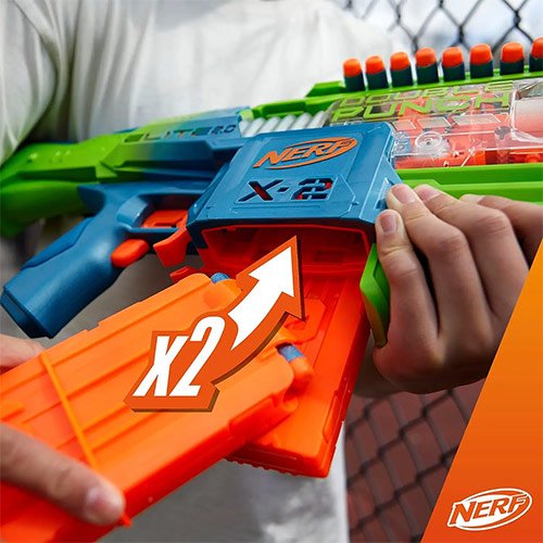 Nerf Elite 2.0 Double Punch – Blaster Motorizzato - Hasbro | 66cm x 8cm x 26cm