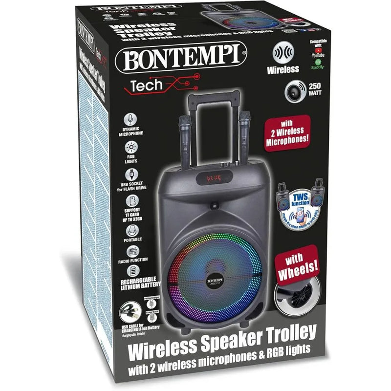 Trolley Karaoke con 2 Microfoni Wireless – Bontempi