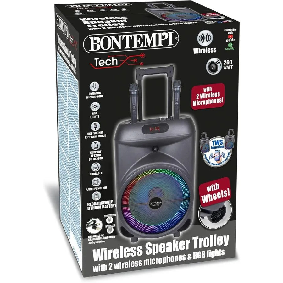 Trolley Karaoke con 2 Microfoni Wireless – Bontempi