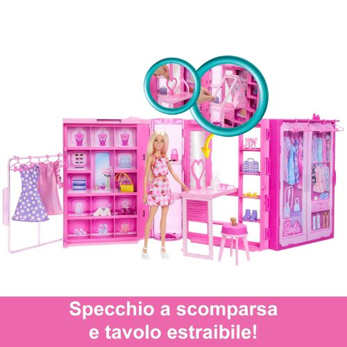 Barbie - Armadio dei Sogni: il Playset Perfetto con Bambola e 25 Accessori Moda