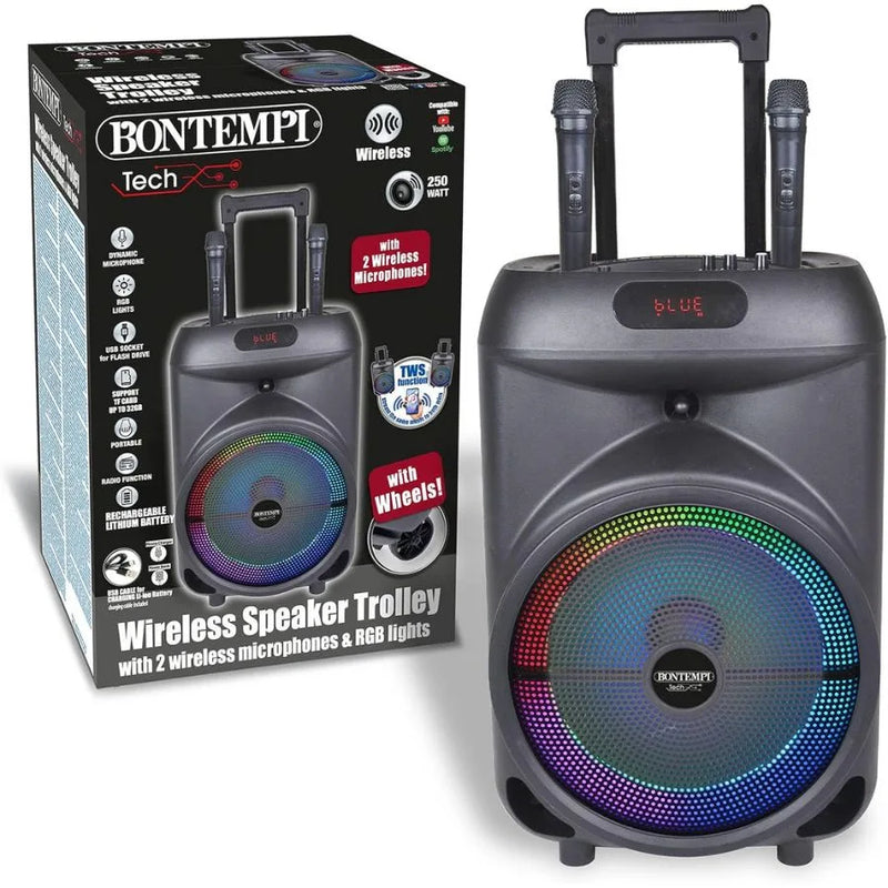 Trolley Karaoke con 2 Microfoni Wireless – Bontempi