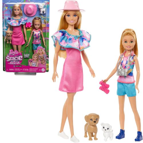 Barbie e Stacie to The Rescue - Set di Bambole con Accessori - Mattel | 18cm 5,5cm 29cm