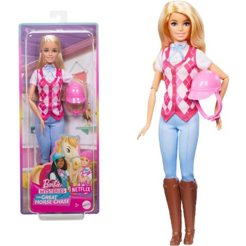 Barbie Malibu Equitazione – Bambola con Outfit e Accessori della Serie Netflix - Mattel | 8cm x 4cm x 30cm