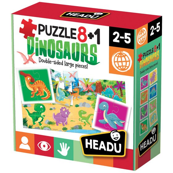 Puzzle Dinosauri Double-Face per Bambini | 8+1 Preistorico