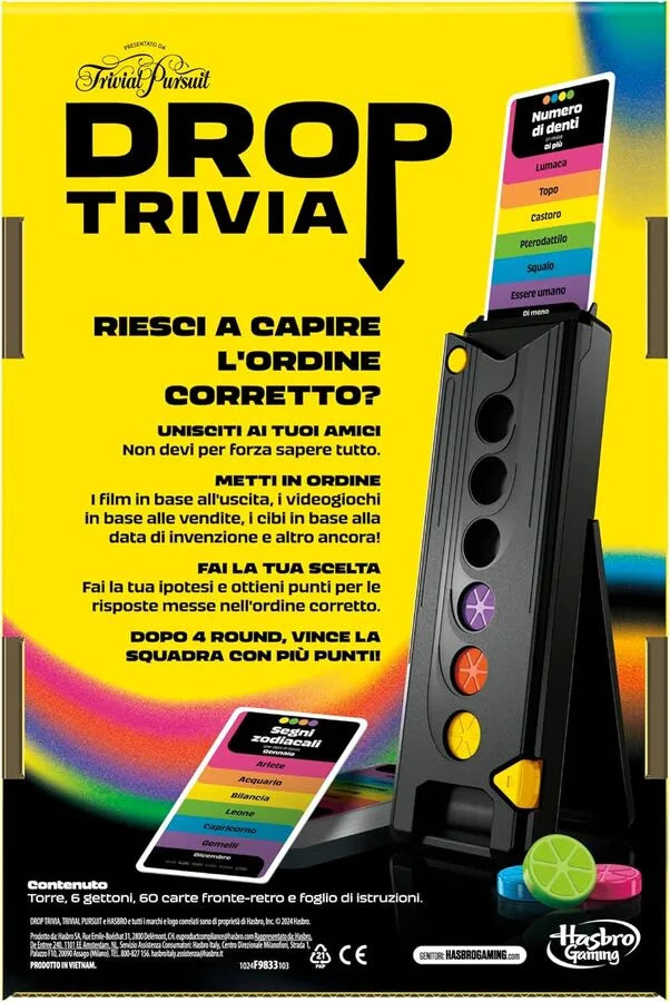 Drop Trivia – Gioco di Società Elettronico Ispirato a Trivial Pursuit | 27cm x 18cm x 4 cm