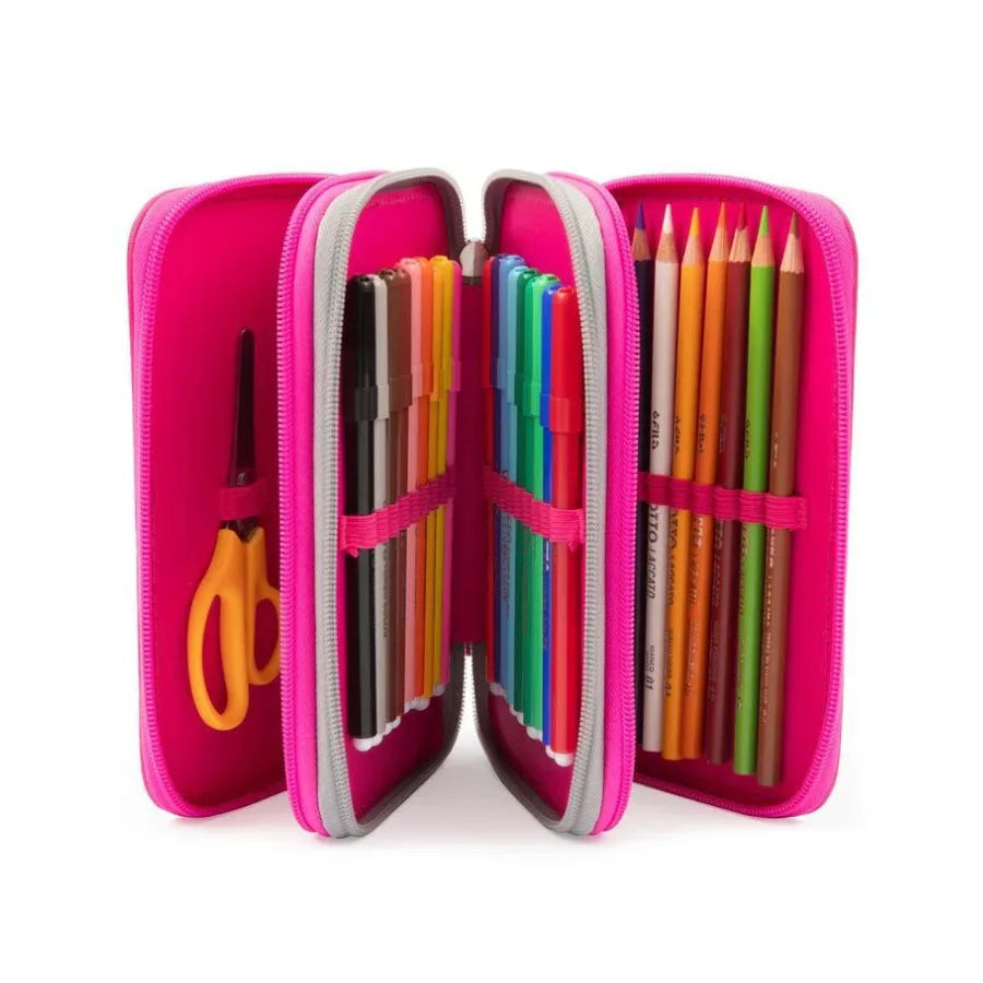 Astuccio Barbie 3 Zip – 3 Scomparti Accessoriati - Giochi Preziosi | 13cm x 6cm x 20cm