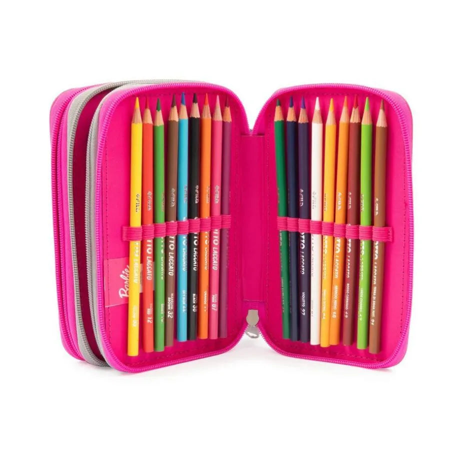 Astuccio Barbie 3 Zip – 3 Scomparti Accessoriati - Giochi Preziosi | 13cm x 6cm x 20cm