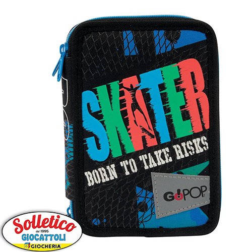 Astuccio 3 Zip Skater - GoPop: Stile Skate e Funzionalità per la Scuola!