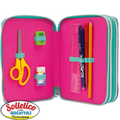 Astuccio 3 Zip Flamingo - GoPop: il tuo alleato per una scuola scintillante!