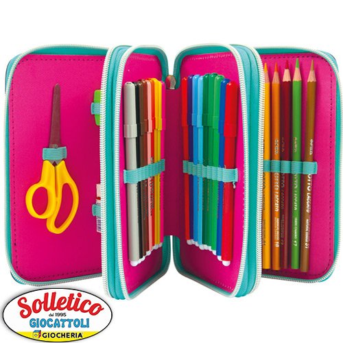 Astuccio 3 Zip Flamingo - GoPop: il tuo alleato per una scuola scintillante!