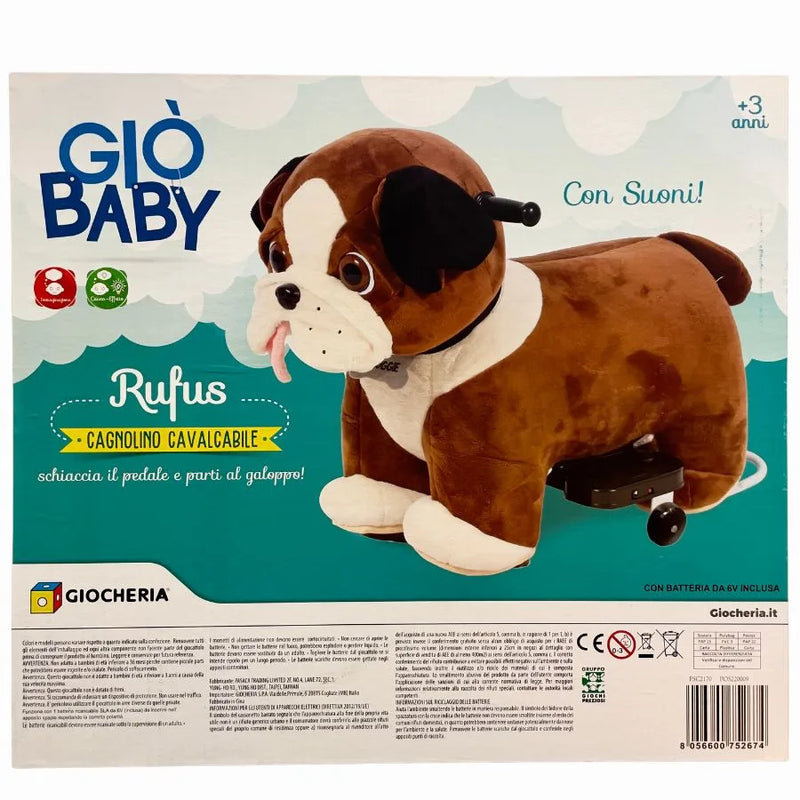 Cagnolino Cavalcabile Rufus con Suoni – Giò Baby | 47cm x 36cm x 61cm