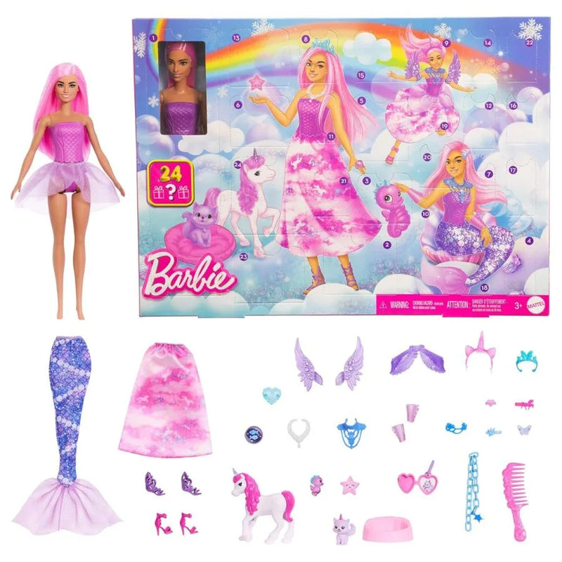 Calendario Avvento Barbie – Bambola Trasformabile e 24 Sorprese - Mattel | 45cm x 6cm x 32cm