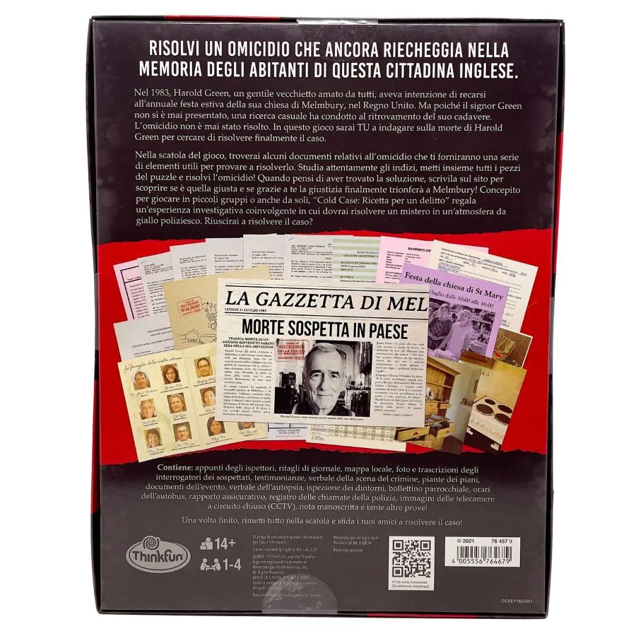 Cold Case: Ricetta per un delitto – Gioco investigativo - ThinkFun | 24cm x 2cm x 31cm