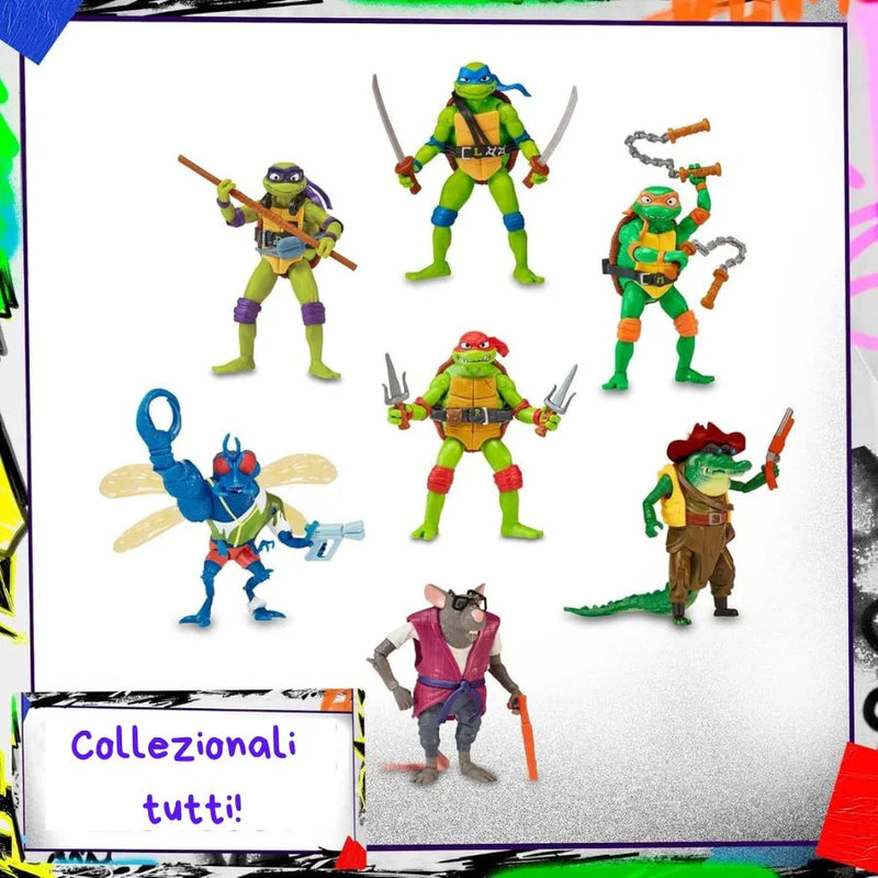 Ninja Turtles Mutant Mayhem: Action Figures Esclusive - Playmates Toys | 6,5cm x 4,5cm x 12cm