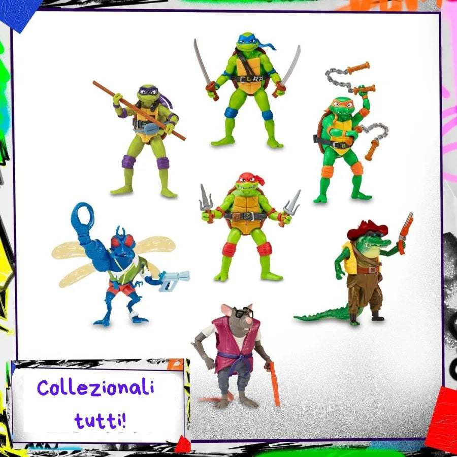 Ninja Turtles Mutant Mayhem: Action Figures Esclusive - Playmates Toys | 6,5cm x 4,5cm x 12cm