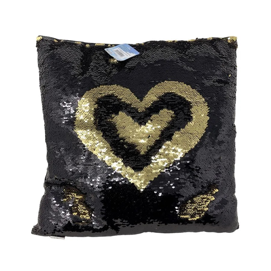 Cuscino pailletes nero oro cuore - Mood | 38cm x 10cm x 38cm