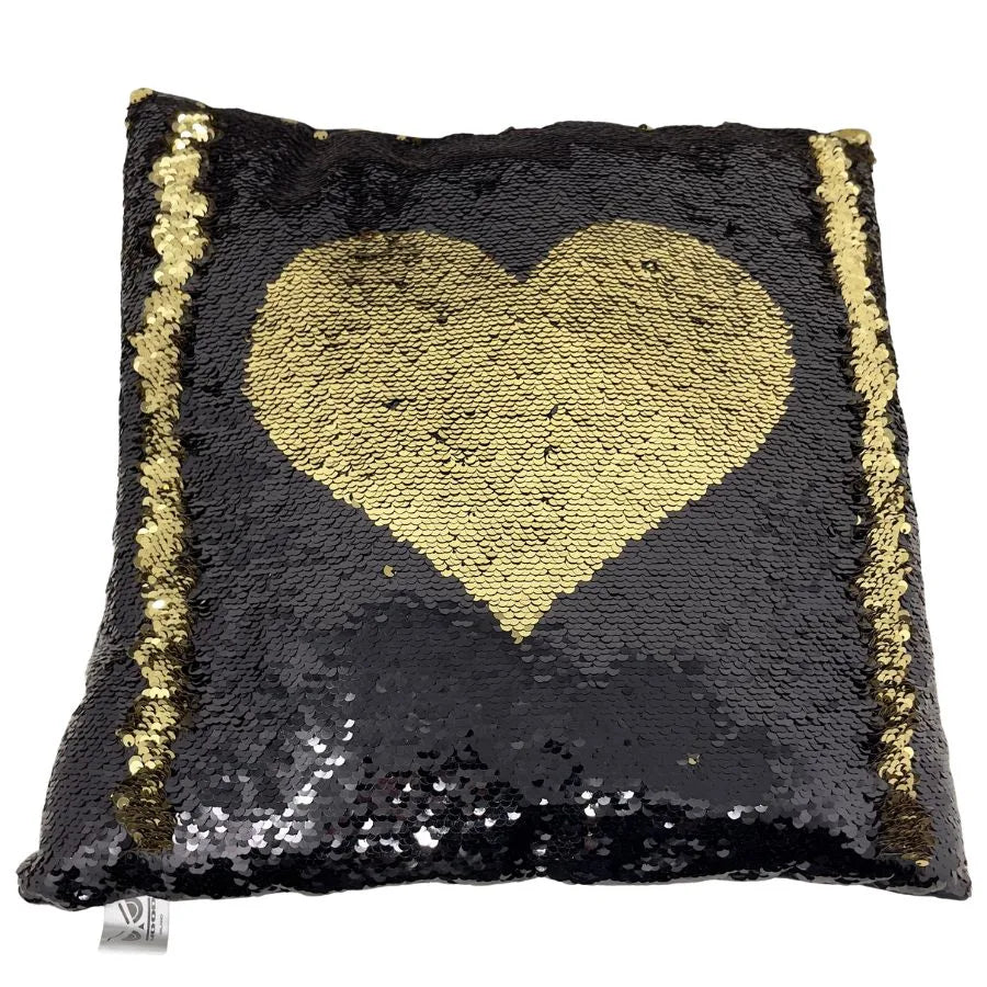 Cuscino pailletes nero oro cuore - Mood | 38cm x 10cm x 38cm