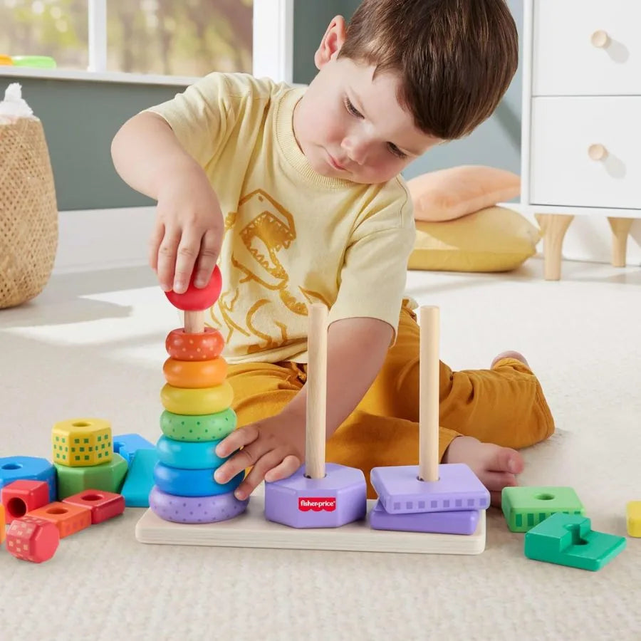 Forme in legno impilabili – Giocattolo educativo – Fisher Price | 27cm x 9cm x 20cm