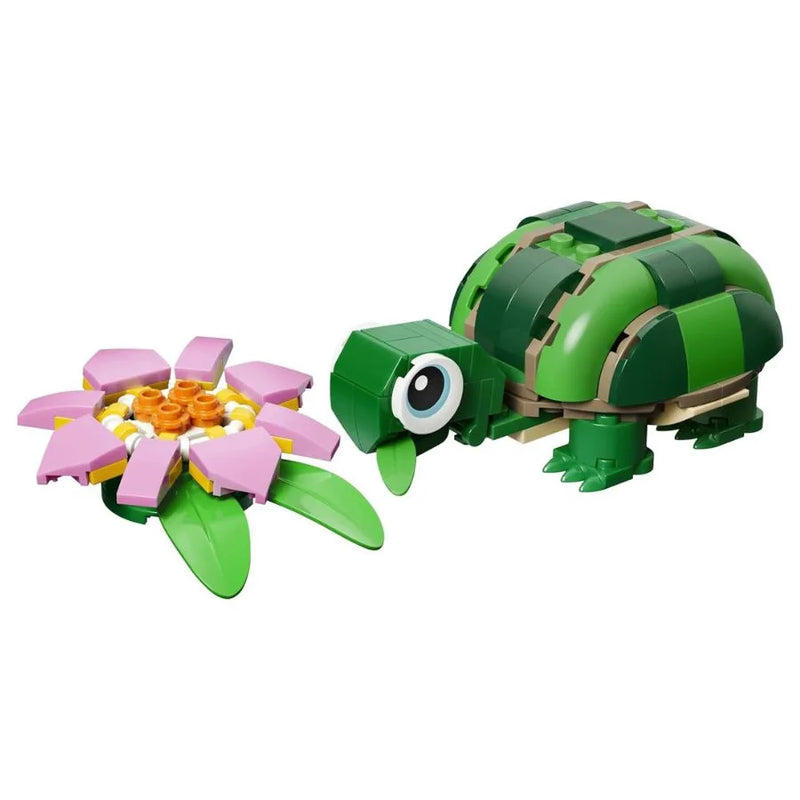 LEGO Creator 3 in 1 Tartaruga con Fiore di Ninfea – Animale Trasformabile in Camaleonte o Rana | 15cm x 14cm x 4,5cm