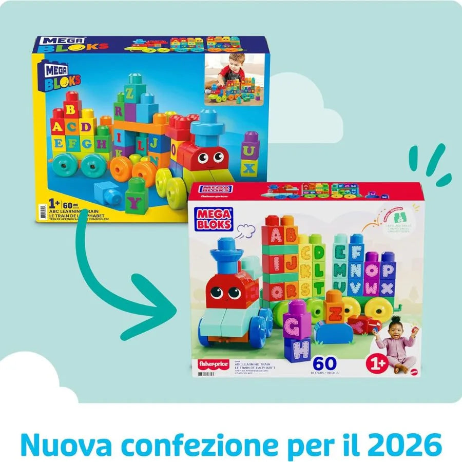 Mega Bloks Treno Alfabeto - Gioco Educativo 1+ - Fisher Price | 36cm x 9cm x 30cm