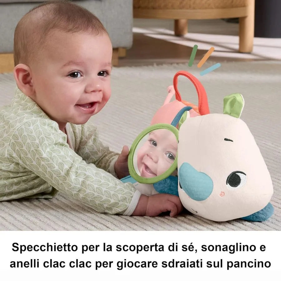 Peluche sensoriale Baby Rino – Peluche per i neonati - Fisher Price | 27cm x 12cm x 16cm