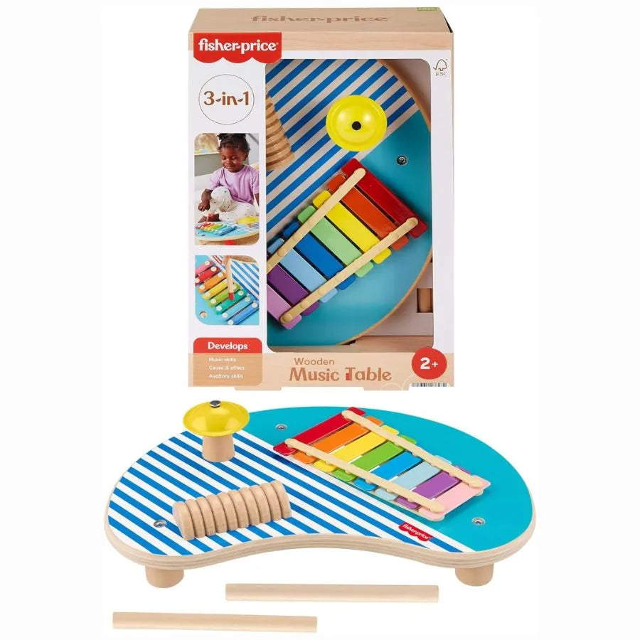 Tavolino Musicale in Legno – Giocattolo musicale educativo - Fisher Price | 35cm x 10cm x 24cm