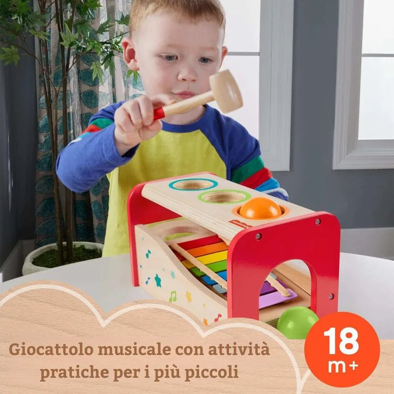 Xilofono Giocattolo in Legno – Banco Musicale Educativo - Fisher-Price | 24cm x 15cm x 14cm