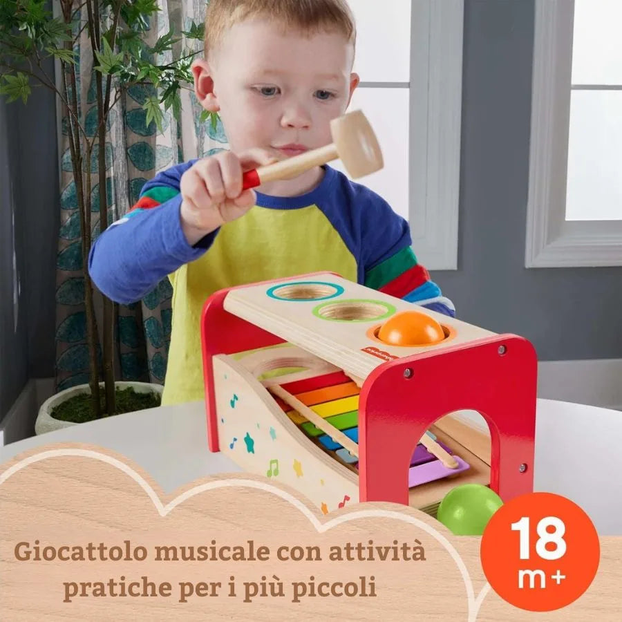 Xilofono Giocattolo in Legno – Banco Musicale Educativo - Fisher-Price | 24cm x 15cm x 14cm