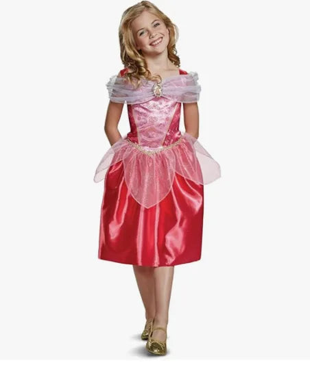 Costume ufficiale Aurora per bambine - Disney Princess | Taglie S (5-6) e M (7-8)